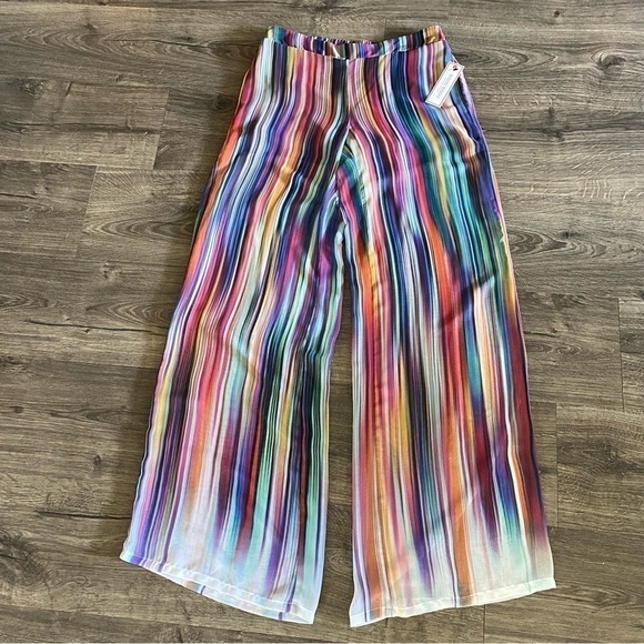 Bisou Bisou Pants - Bisou Bisou Drippy Stripe Sheer Cover Up Pants Size XS